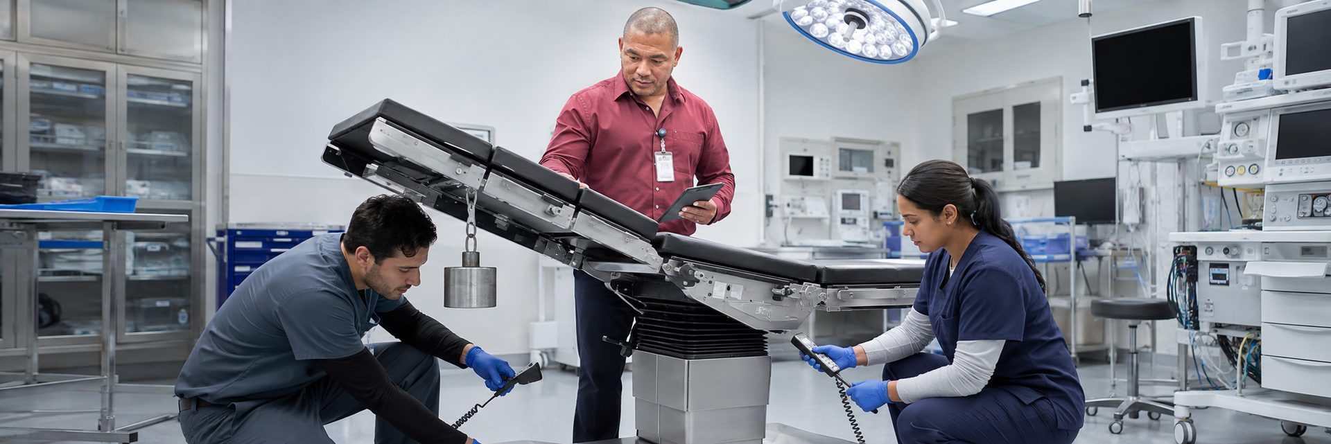 Biomedical equipment repair shop bench calibration with a electrical safety analyzer